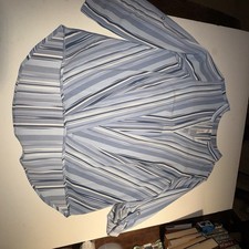 Women's Blue Striped Tunic Top 3/4 Or Long Sleeve.  Multi Blue Stripes. XL.