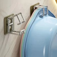1-6Pcs Stainless Steel Washbasin Hook Punch-Free Kitchen Towel Rack