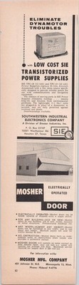 Southwestern Industrial Electronics SIE Transistorized Power Supplies 1959 Ad