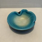 Murano Vintage Blue and Black Italian Art Glass Bowl Seguso Summerso 4 color