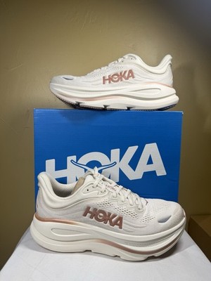 HOKA Bondi 9 Women s White/Pink Mesh Low Top Lace-Up Running Sneaker 1162012