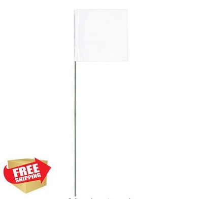 Swanson 2.5x3.5in Marking Flags 100pk 15in Wire Staff White