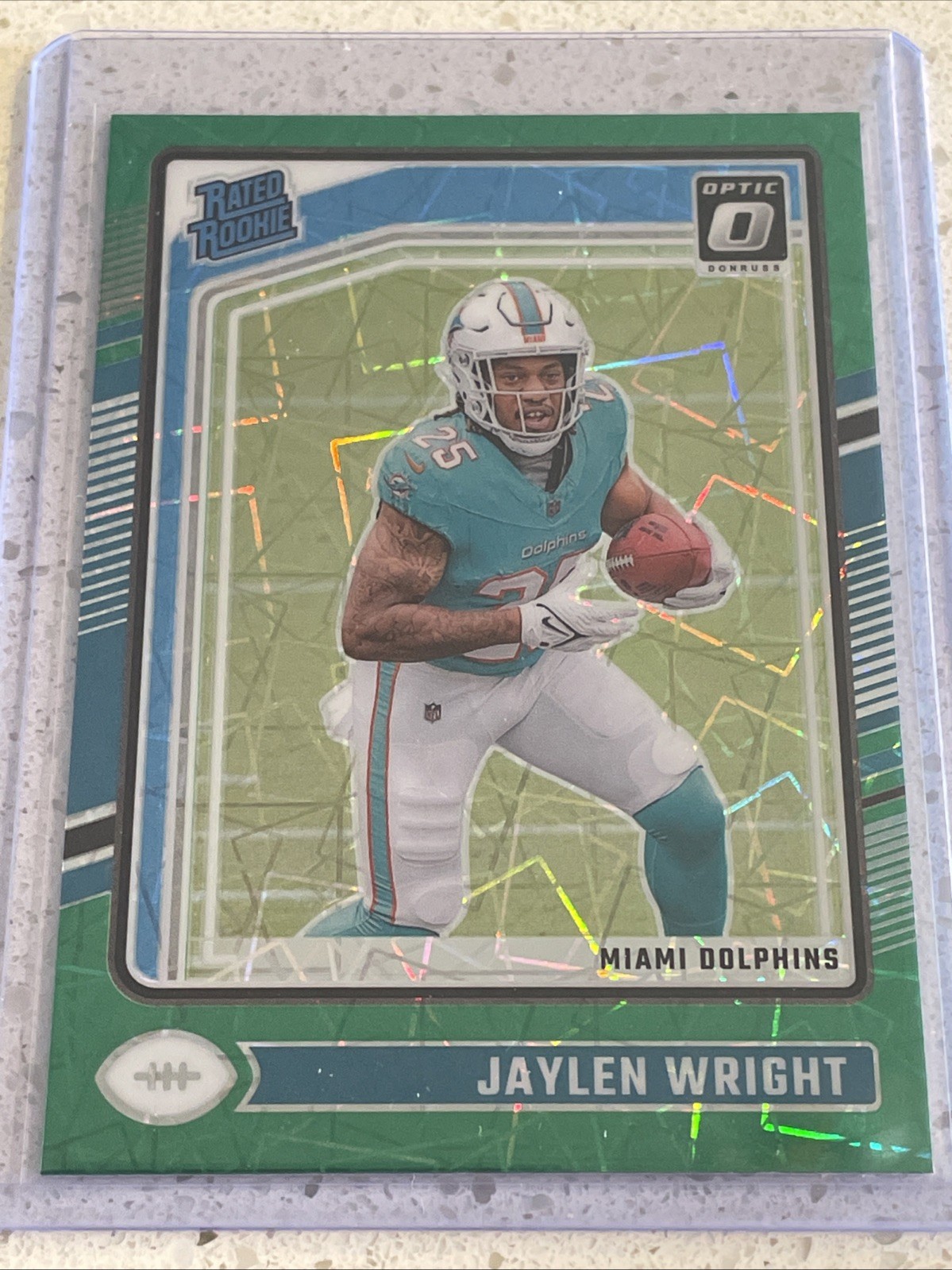 2024 Panini Donruss Optic Rated Rookie Jaylen Wright #249 Green Hyper Prizm (RC)