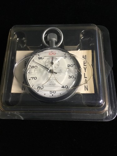 Vintage Meylan No 208 Stopwatch 51mm Black & Silver Tone Swiss Made Manual Wind - Picture 7 of 8