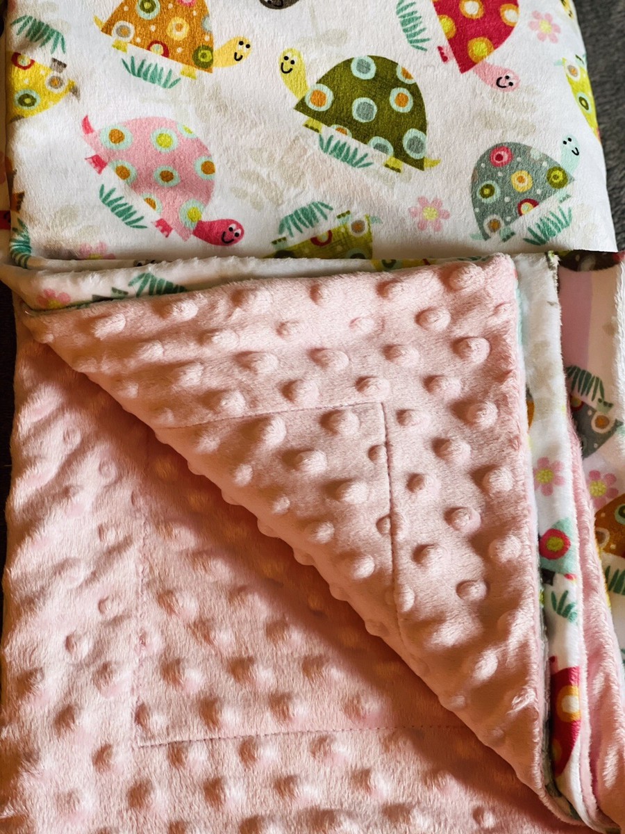 HOT Pink Minky Blanket Material Minky Baby Blanket Turtles Pink