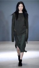 NWT AUTH Tibi RUNAWAY OWEN TWILL A-LINE SKIRT in Loden Green 395