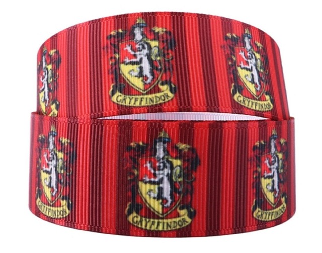 Harry Potter Gryffindor Crests 1" Wide Repeat Ribbon Sold in Yards