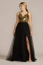 Jules & Cleo  black Spaghetti Strap A-Line Dress With Mosaic Bodice Size 0 NWT