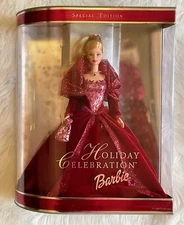 Barbie 2002 Holiday Celebration Special Edition Burgundy Christmas Blonde NRFB