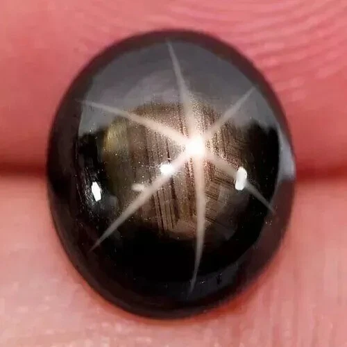 Black Star Sapphire 6 Rays 9.55 Ct Oval Cabochon Natural Loose Gemstone - Image 3 of 4