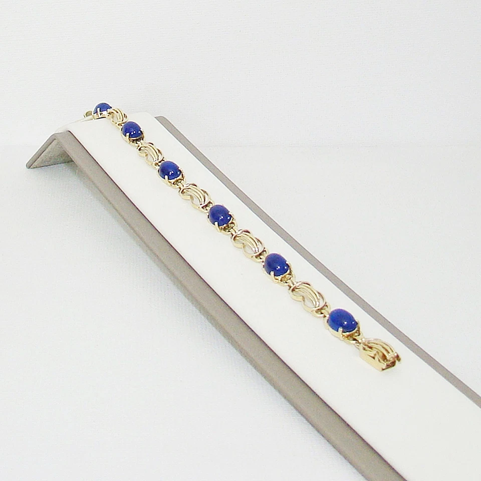 Armband Gold 585er Lapis Lazuli Goldarmband 14 kt Armkette Goldschmuck - Bild 2 von 4