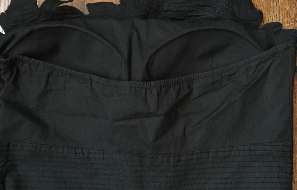 Mini Vestido Catherine Malandrino Negro Elastizado Floral Sin Tirantes Para Mujer Talla 4 Foto 4 de 4