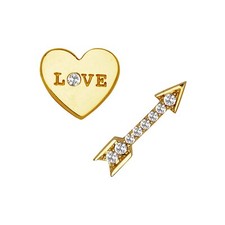 14K Yellow  White Gold Heart Shaped Pretty Earrings for Women