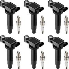 6 Ignition Coils Pack UF267 and Iridium Spark Plug For 2002-2006 Camry 3.0L V6
