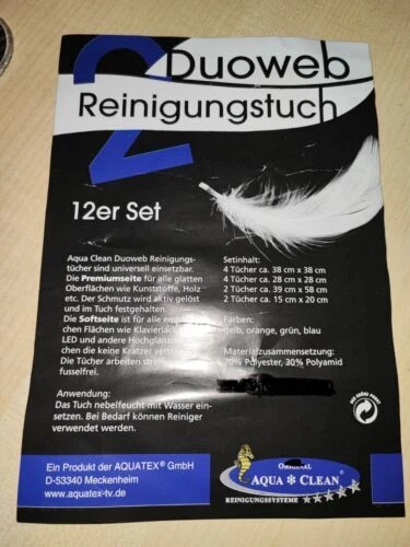 AQUA CLEAN Microfaser DUOWEB - Reinigungstuch 12er SET für Glatte Oberflächen - Bild 2 von 4