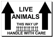 LEBENDE TIERE Handle With Care Etiketten Aufkleber Zoohandlung Zoo 75x50mm 3x2"