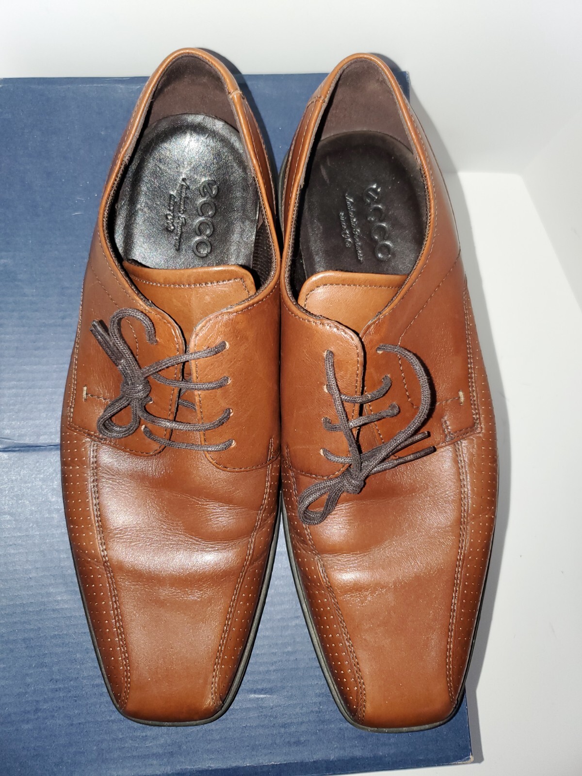 SAOLA Ecco uomo pelle stringata Oxford punta quadrata bici punto ammortizzatore marrone chiaro 44