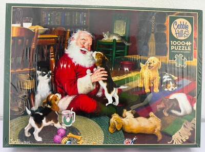 Cobble Hill Puzzle Company Santa s Playtime 1000 Pieces Puppies Dogs. New