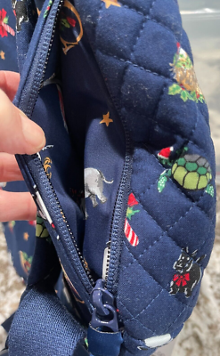 ☘Vera Bradley Retired Snow Globe Motifs Navy Quilted Sling  display picture 1