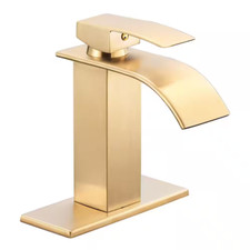 Waterfall Single Hole Single-Handle Low-Arc Bathroom Faucet with Supply Line and