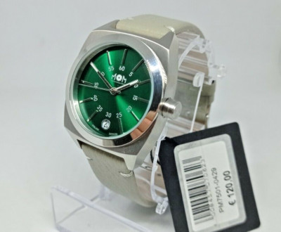 DAMENUHR MOM ITALIA DESIGN GRÜNES ZIFFERBLATT SOLEIL, DATUM, LEDERARMBAND