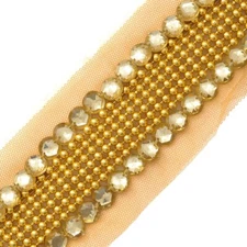 Decorative Acrylic Beaded Mesh Trim, 1-3/4 Inch, 1 Yard, TR-10505