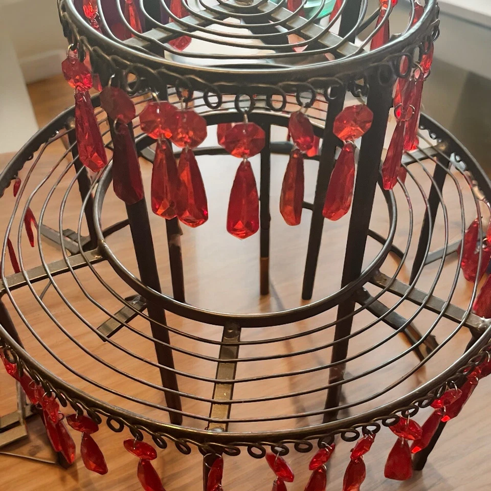 3 niveles de metal negro 30 tiro rojo, exhibición de vidrio de cóctel entretenimiento fiesta Foto 3 de 4