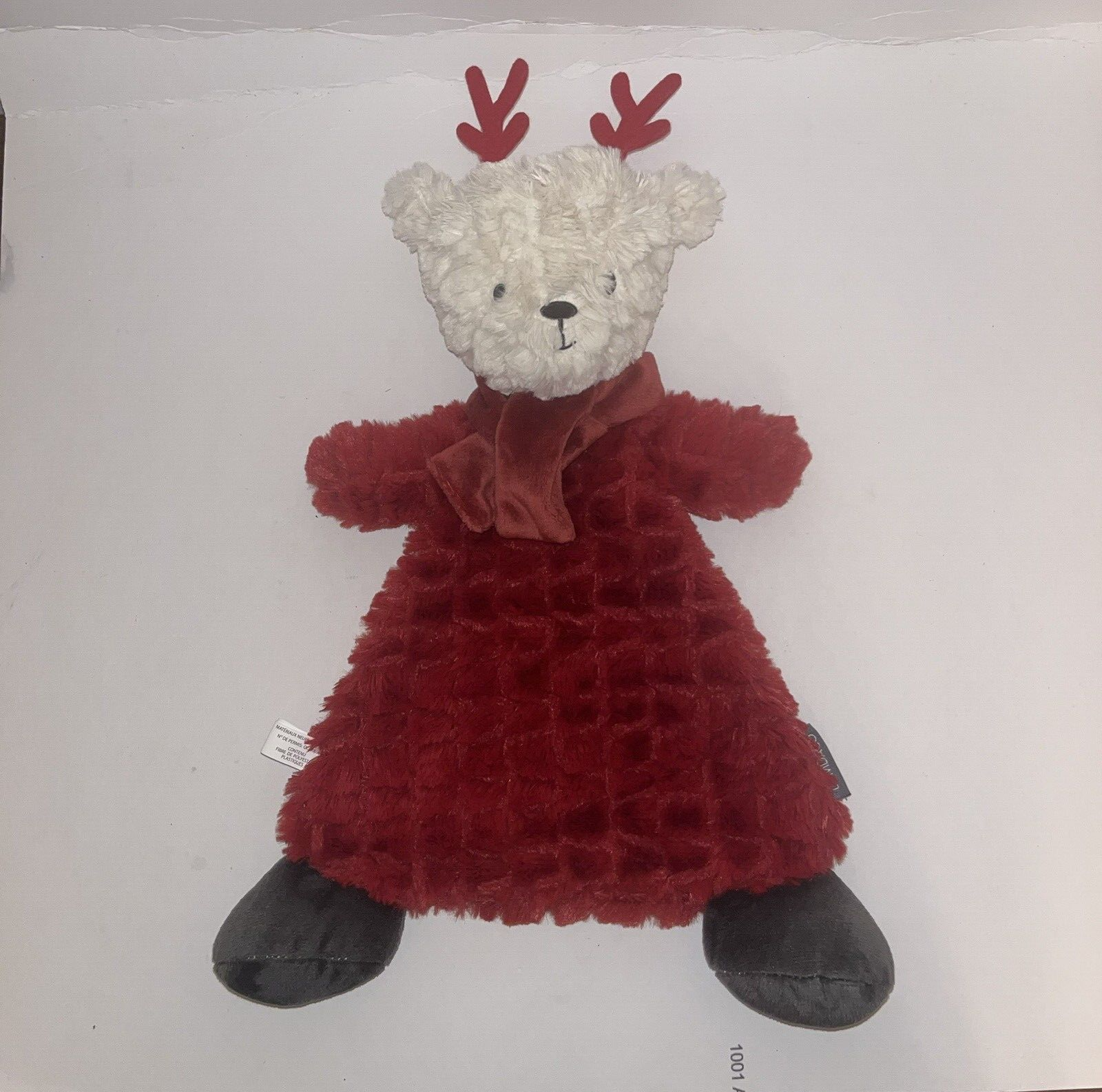 Demdaco Reindeer Soft Lovey Plush Red Baby Security Blanket Rattle Christmas