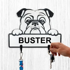 Bulldog dog leash holder