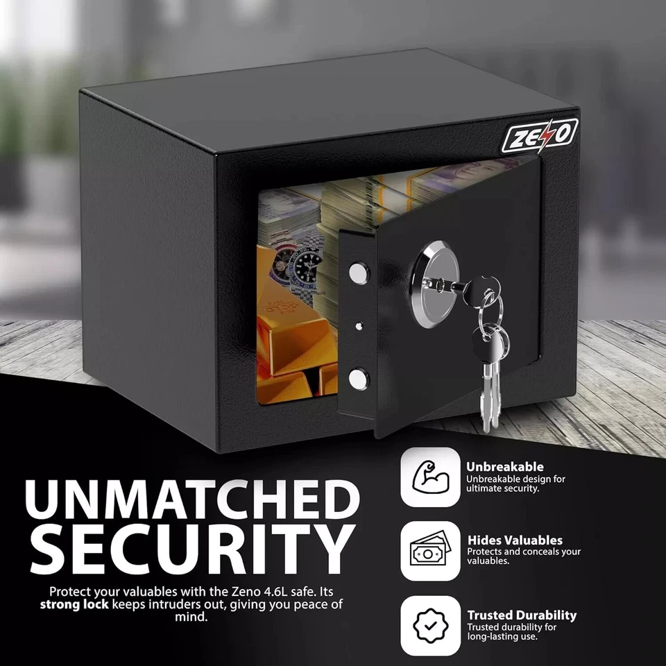 FIREPROOF STEEL SAFE SECURITY HOME OFFICE MONEY CASH SAFETY BOX WITH KEY UK - Image 2 of 4