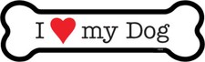 I Heart Love My Dog Dog Bone shaped Car Fridge Magnet 2"x7" USA FREE SHIP