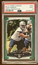 2014 ZACK MARTIN RC PSA 9 Topps Chrome Green Refractor #207; Pop 1 of 7