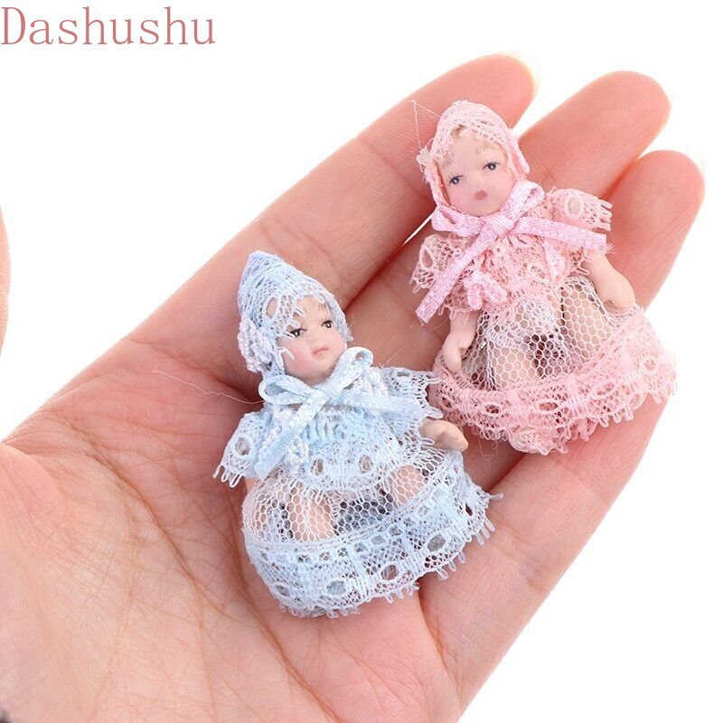 1:12 Victorian Dollhouse Miniature Porcelain Doll Baby Pink 