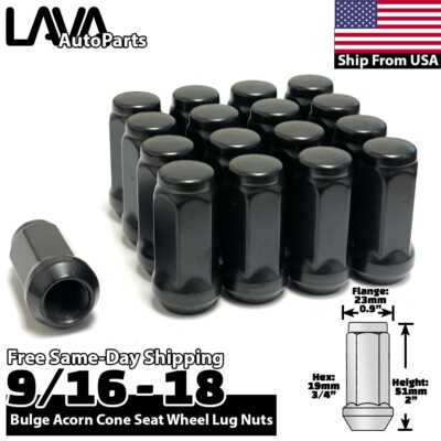 32x 2'' Extra Tall Black 9/16-18 Lug Nut Fit Chevy C20 C30 K20 R20 R2500 V2500
