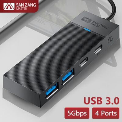 4 Port Typ-C HUB Verteiler Splitter Adapter USB-A 3.0 USB-C 3.0 PD100W für PC DE