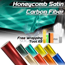 Honeycomb Carbon Fiber Satin Hex Car Vehicle Auto Sticker Decal Vinyl Wrap Sheet