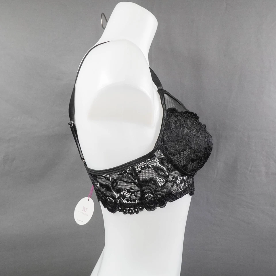 Bralette Avidlove Mujer Grande Negro Encaje Coqueta Chica Sexy Elastizado NUEVO Foto 4 de 4