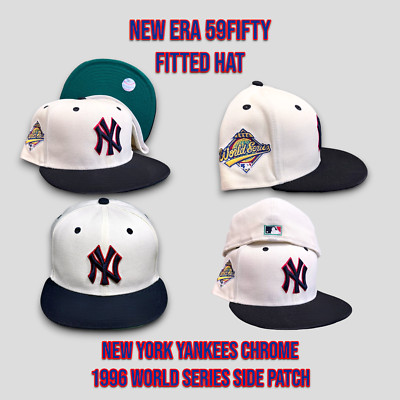 New Era New York Yankees 59FIFTY Fitted Hat Cap Chrome 1996 WS Patch 7 5/8 _A1