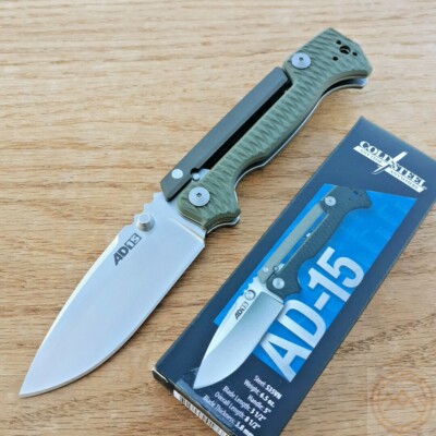 Cold Steel AD-15 Folding Knife 3.5'' Satin S35VN Steel Blade G10/Aluminum Handle