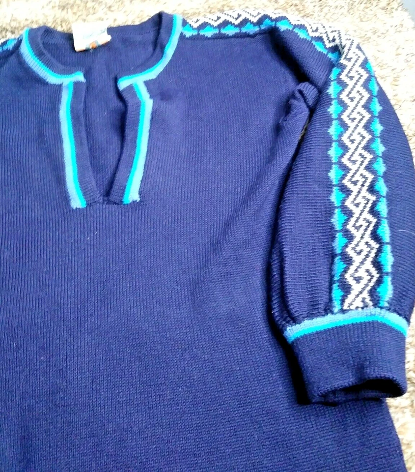 Suéter Tejido Pesado Vintage ANTIGUO Bebhinn Marten 100% Pura Lana Nueva Cuello en V Talla M Foto 2 de 4