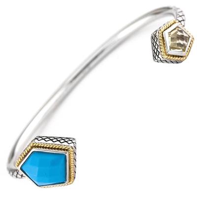 Andrea Candela 18k Gold Sterling Turquoise Lemon Quartz Cable Bangle ACB306-LQTQ