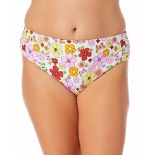 California Waves Swim Bottoms Floral Flutter White NWT Plus Size US 2X 20/22 