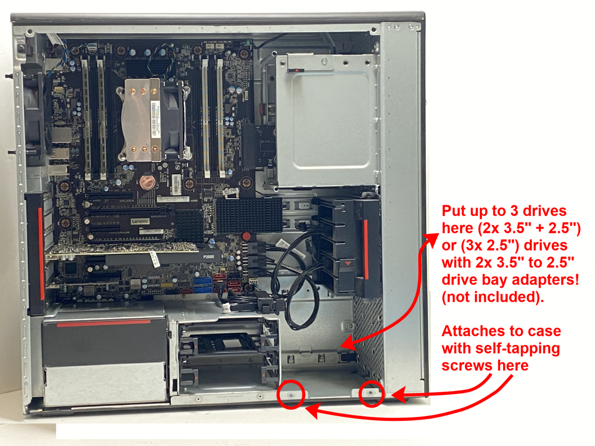 2x 3.5'' HDs + 2.5'' SSD Lenovo P520 Thinkstation Drive Cage