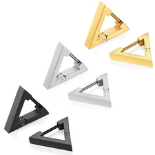 Punk Rock Stainless Steel Triangle Men's Women's Hoop Huggie Ear Studs Earrings