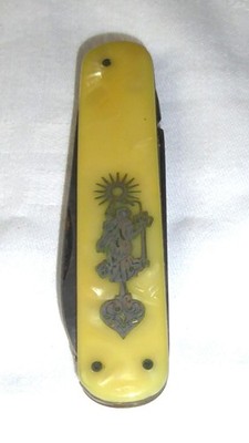 Vintage Taschenmesser - Motiv evtl. St. Georg ca. 8 cm lang Gebr. Berns Solingen