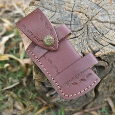 Dark Brown Leather Sheath for Buck 110 Pocket Folding Knife Pouch Cover