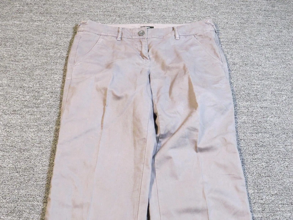 Pantalones J Crew Para Mujer 0 Gris City Fit Belmarin Algodón Lino Pierna Recta Informales Foto 2 de 4