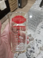 Vintage Rare "Good Luck" Advertising  Measuring Glass Cup