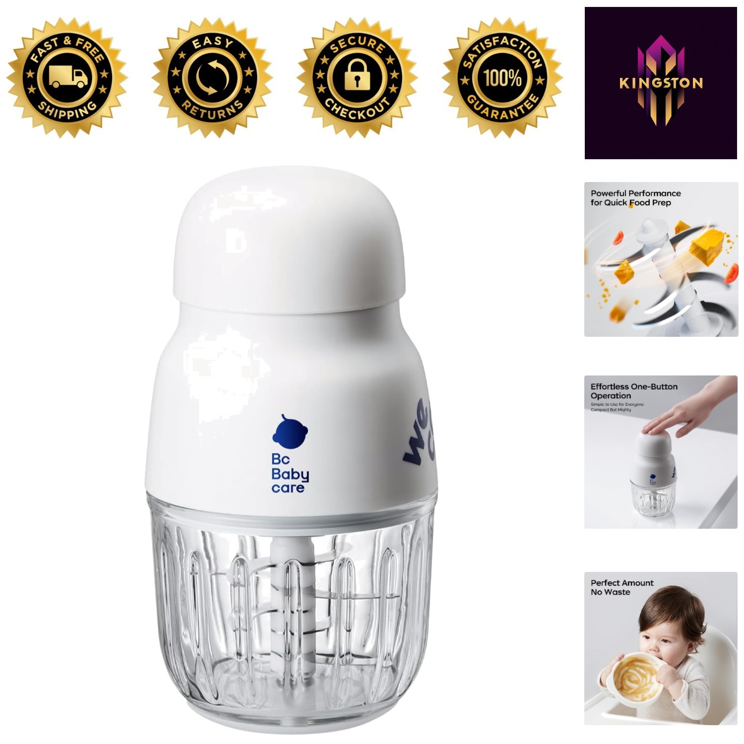 High-Efficiency Blender for Baby Food - Stainless Steel & Gl