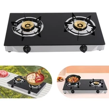2-Burner Gas Stove Countertop Gas Stove Portable Auto Ignition LPG Stove Durable